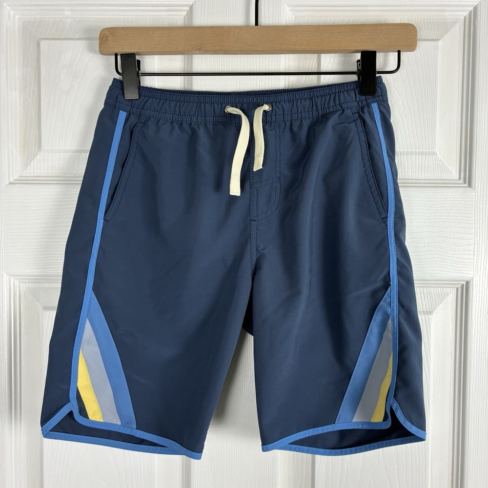 Fair Harbor Lined 2 in 1 Swim Beach Trunks Blue Stripes Boys Size Medium 7 / 8